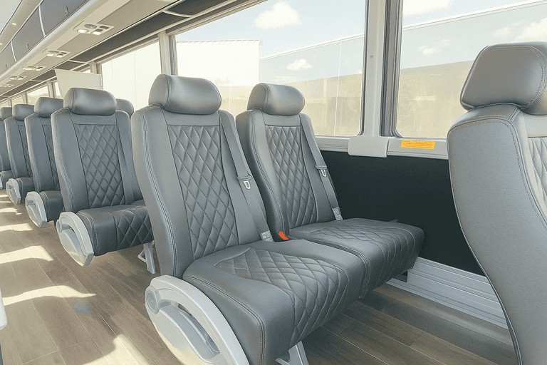 interior of Salem Minibus Company charter bus